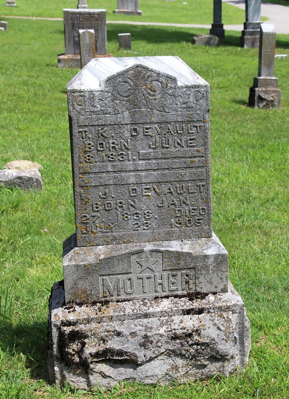 Thomas & Isabella Jane Devault's headstone
